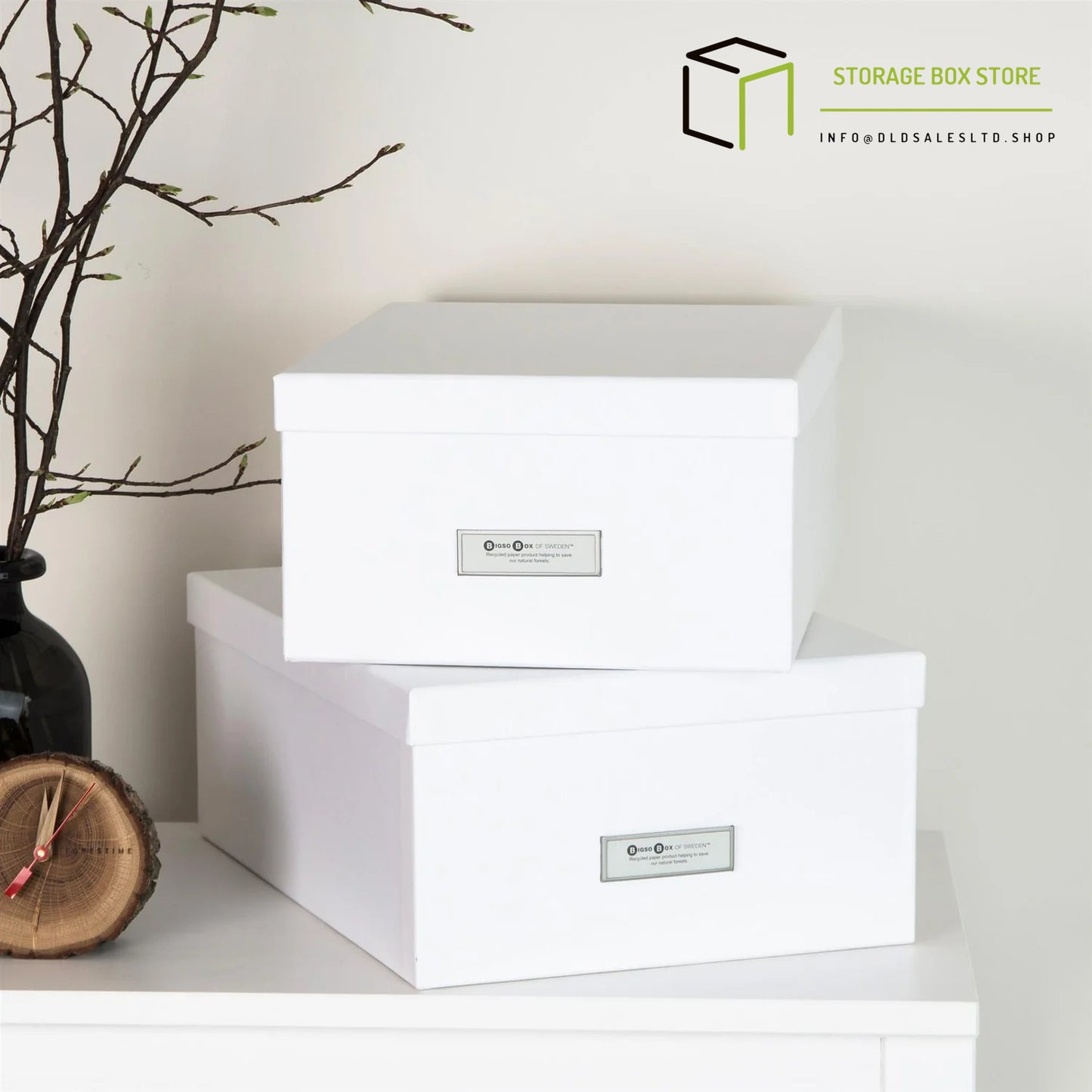 Bigso Box Set Of 2 White Fibreboard Storage Boxes