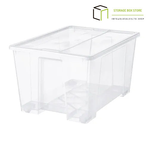 box with lid, transparent, 79x57x43 cm/130 l