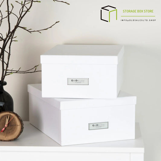 Bigso Box  Set Of 2 White Fibreboard Storage Boxes