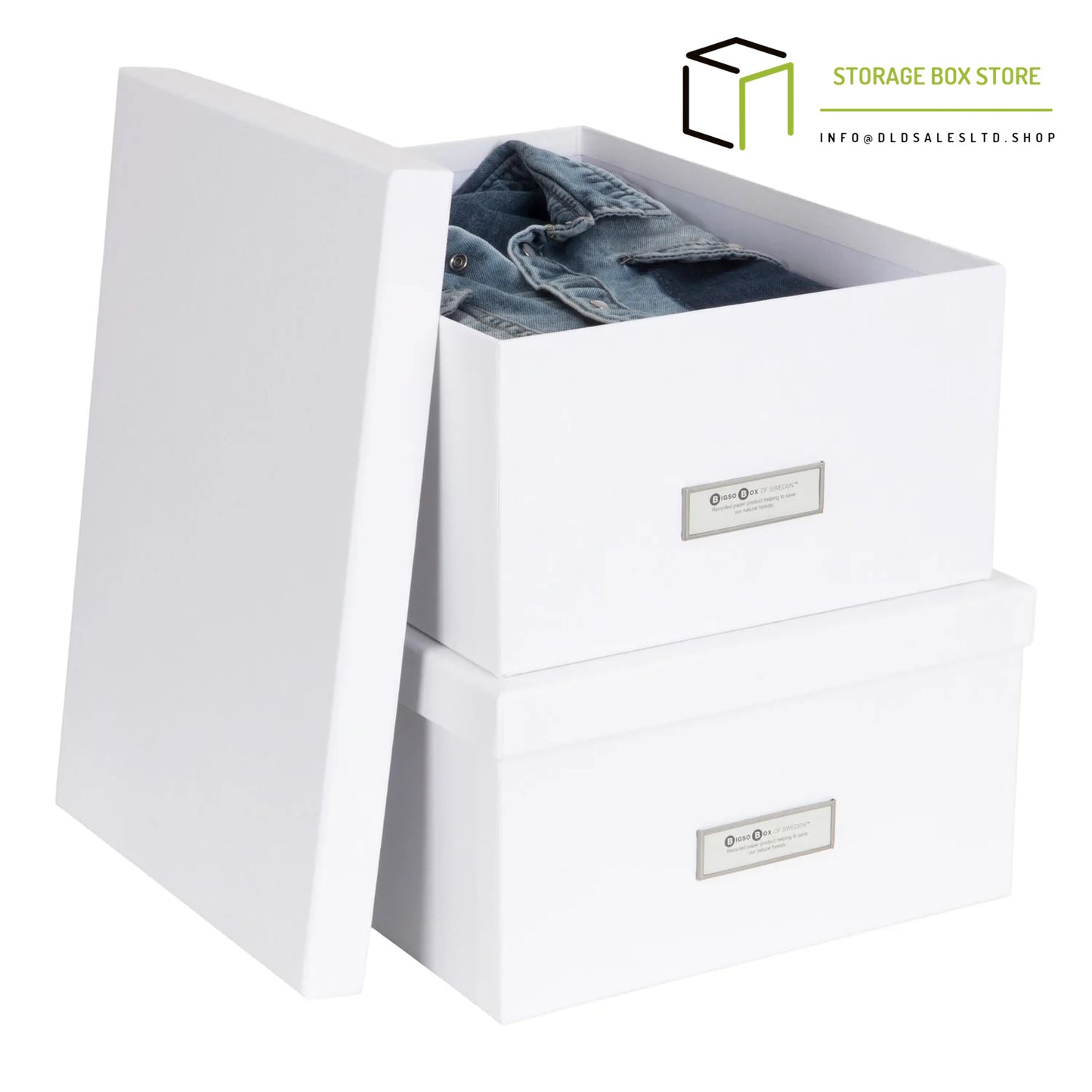 Bigso Box  Set Of 2 White Fibreboard Storage Boxes