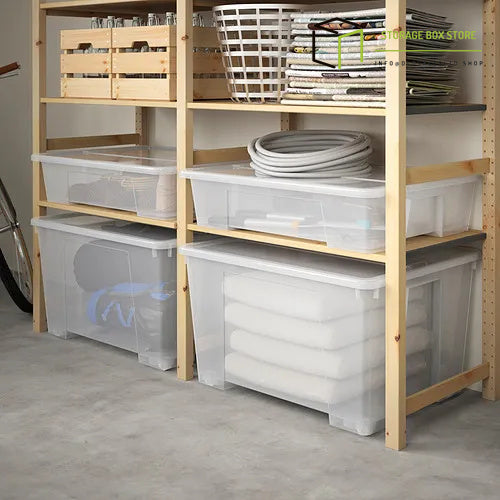 box with lid, transparent, 79x57x43 cm/130 l