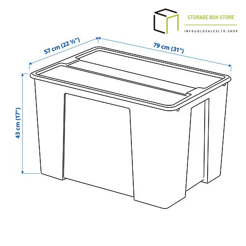 box with lid, transparent, 79x57x43 cm/130 l
