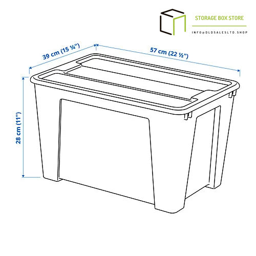 box with lid, transparent, 57x39x28 cm/45 l